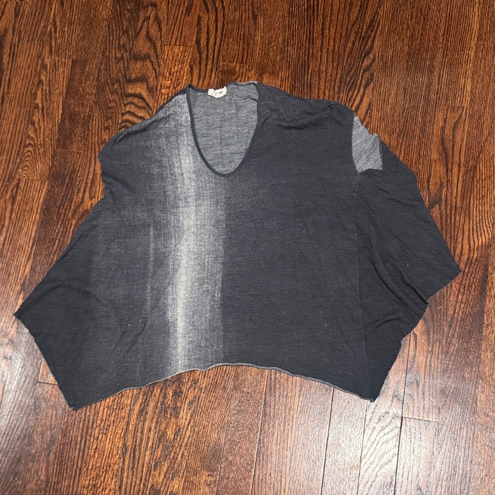 Helmut Lang Black and Gray V-Neck Blouse